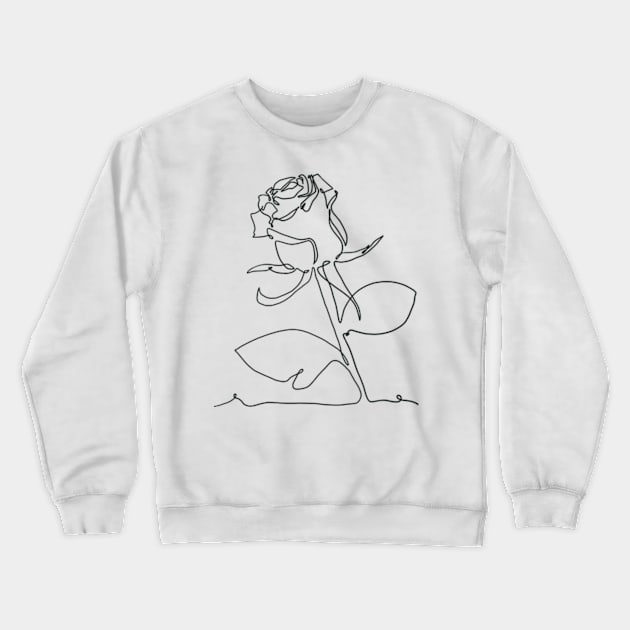 Rose flower plant one line art Crewneck Sweatshirt by Doodle Intent